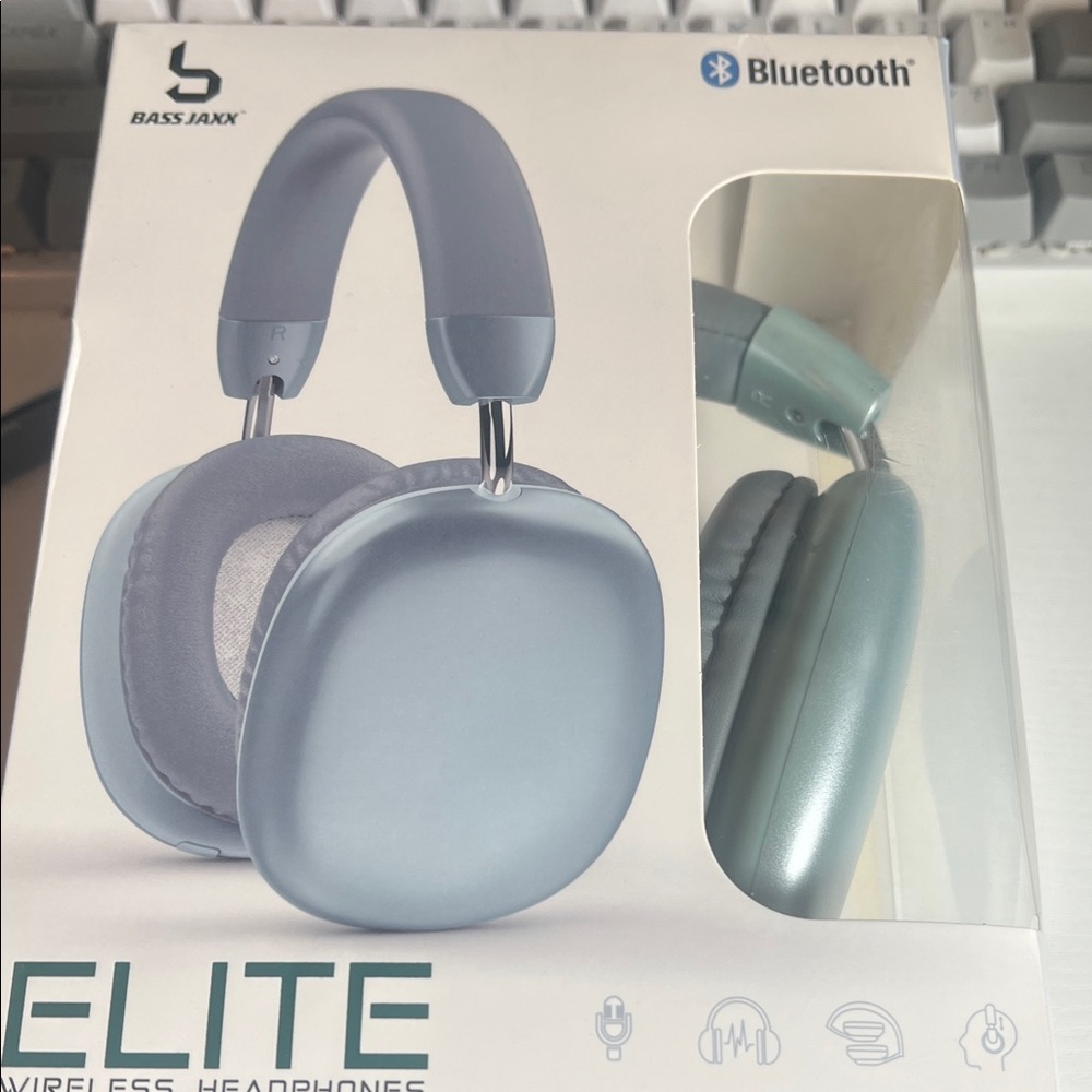 BassJaxx Elite Wireless Bluetooth Headphones - Mint Blue